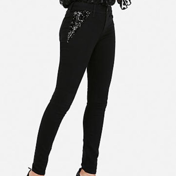 High Rise Stud Embellished Leggings Jeans SHORT